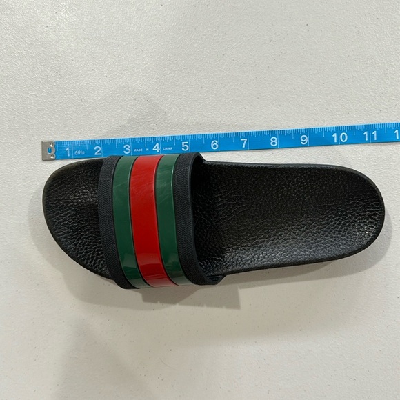 Gucci Black Slides Red Green Web Sandals Men’s Size 8 Luxury Classic Preppy - Picture 14 of 14